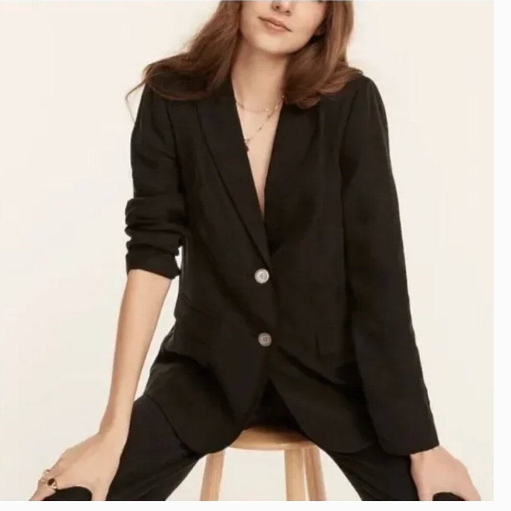 NWT J. Crew Parke Black Limited-Edition Drapey Long In Cupro Blend Blazer 4